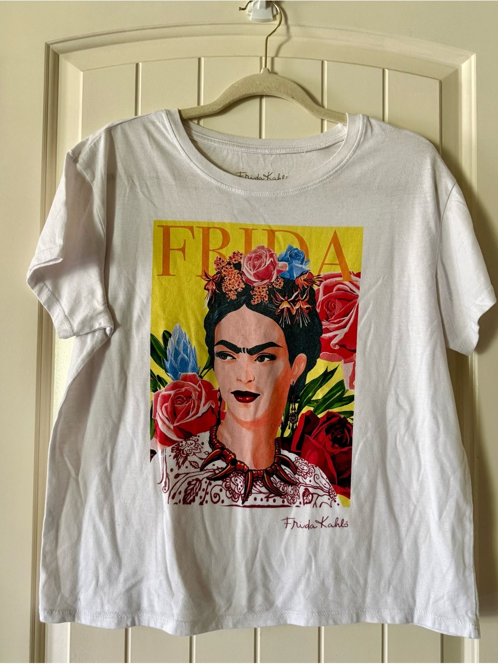 Frida Kahlo White Graphic Tee Officially Licensed Designed by Jerry Leigh